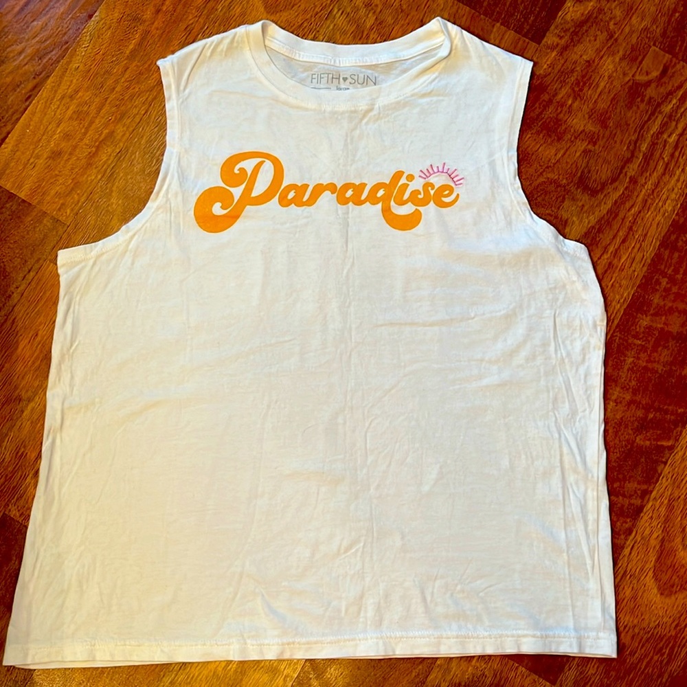 EUC Fifth Sun off white cotton muscle T